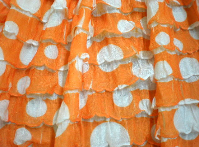 7.Orange-White Polka Dot Ruffles