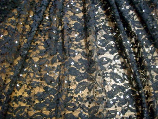 9.Black-Black Romance Flower Lace With Sequins